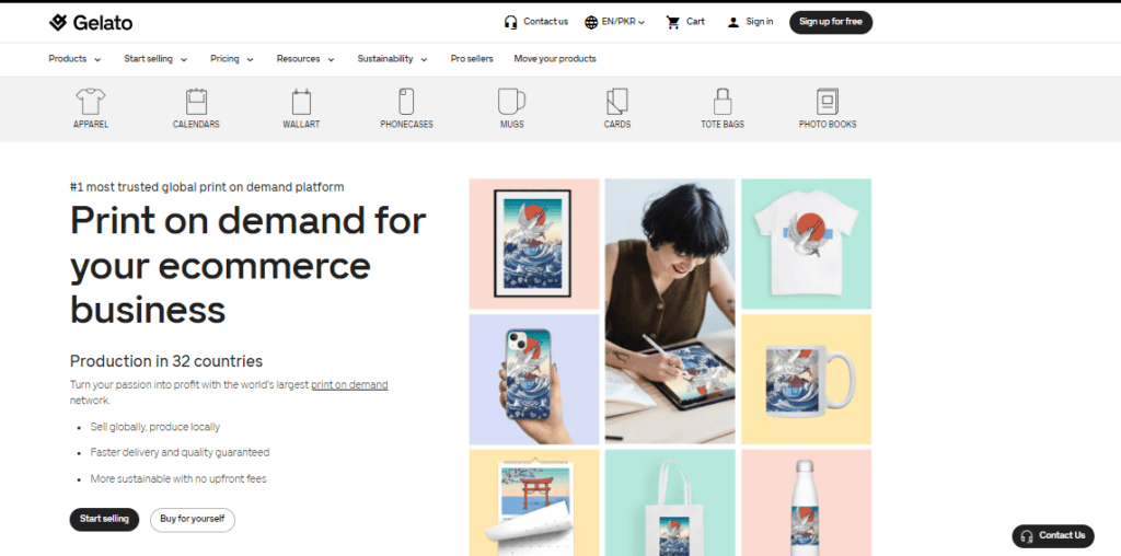 Gelato Print on Demand homepage